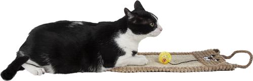 Show full view: Pet Life Eco-Natural Sisal & Jute Hanging Carpet Kitty Cat Scratcher Lounge & Toy, Brown slide 3 of 5