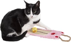 Pet Life Eco-Natural Sisal & Jute Hanging Carpet Kitty Cat Scratcher Lounge & Toy, Pink