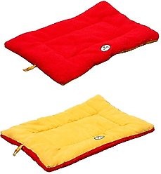 Pet Life Eco-Paw Reversible Pillow Dog Bed, Orange & Red, Medium slide 1 of 5