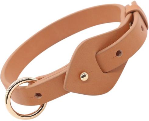 Show full view: Pet Life Ever-Craft Boutique Series Designer Leather Adjustable Dog Collar, Brown, Small slide 1 of 3