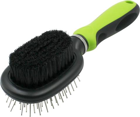 Show full view: Pet Life Flex Series 2-in-1 Dual-Sided Pin & Bristle Grooming Dog & Cat Brush, Green slide 3 of 4