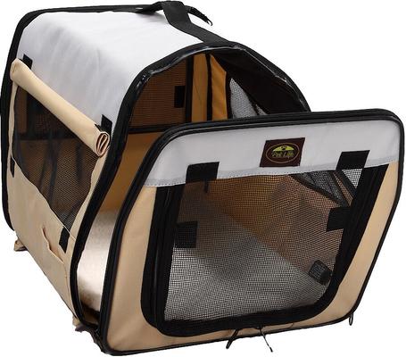 Show full view: Pet Life Folding Zippered Wire-Framed Dog Crate, Khaki, 19.3 inch slide 5 of 7