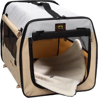 Show full view: Pet Life Folding Zippered Wire-Framed Dog Crate, Khaki, 35.8 inch slide 4 of 7