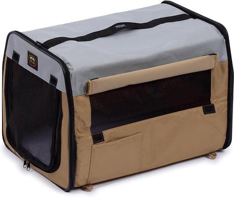 Show full view: Pet Life Folding Zippered Wire-Framed Dog Crate, Khaki, 35.8 inch slide 6 of 7