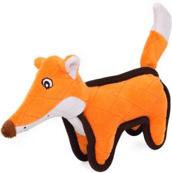 Pet Life Foxy-Tail Quilted Plush Animal Squeaky Tug Dog Toy, Orange