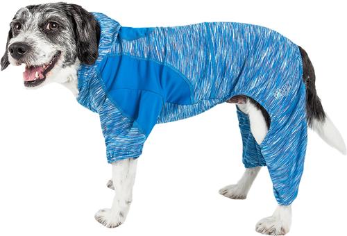 Show full view: Pet Life Full Body Warm Up Active Dog Hoodie, Blue, X-Small slide 7 of 9