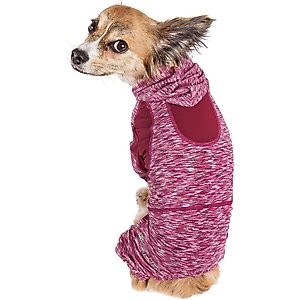 Pet Life Full Body Warm Up Active Dog Hoodie, Burgundy, Large