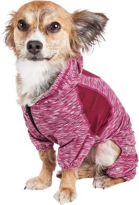 Show full view: Pet Life Full Body Warm Up Active Dog Hoodie, Burgundy, Large slide 4 of 10