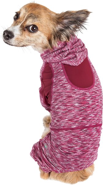 Show full view: Pet Life Full Body Warm Up Active Dog Hoodie, Burgundy, Small slide 1 of 9