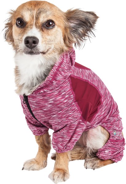 Show full view: Pet Life Full Body Warm Up Active Dog Hoodie, Burgundy, Small slide 3 of 9