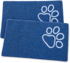 Pet Life Fuzzy Quick-Drying Microfiber Anti-Skid & Machine Washable Pillow Dog Mat, 2 count, Blue slide 1 of 4