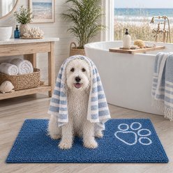 Pet Life Fuzzy Quick-Drying Microfiber Anti-Skid & Machine Washable Pillow Dog Mat, 2 count, Blue slide 2 of 4