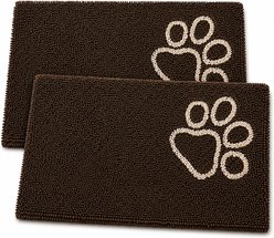 Pet Life Fuzzy Quick-Drying Microfiber Anti-Skid & Machine Washable Pillow Dog Mat, 2 count, Dark Brown