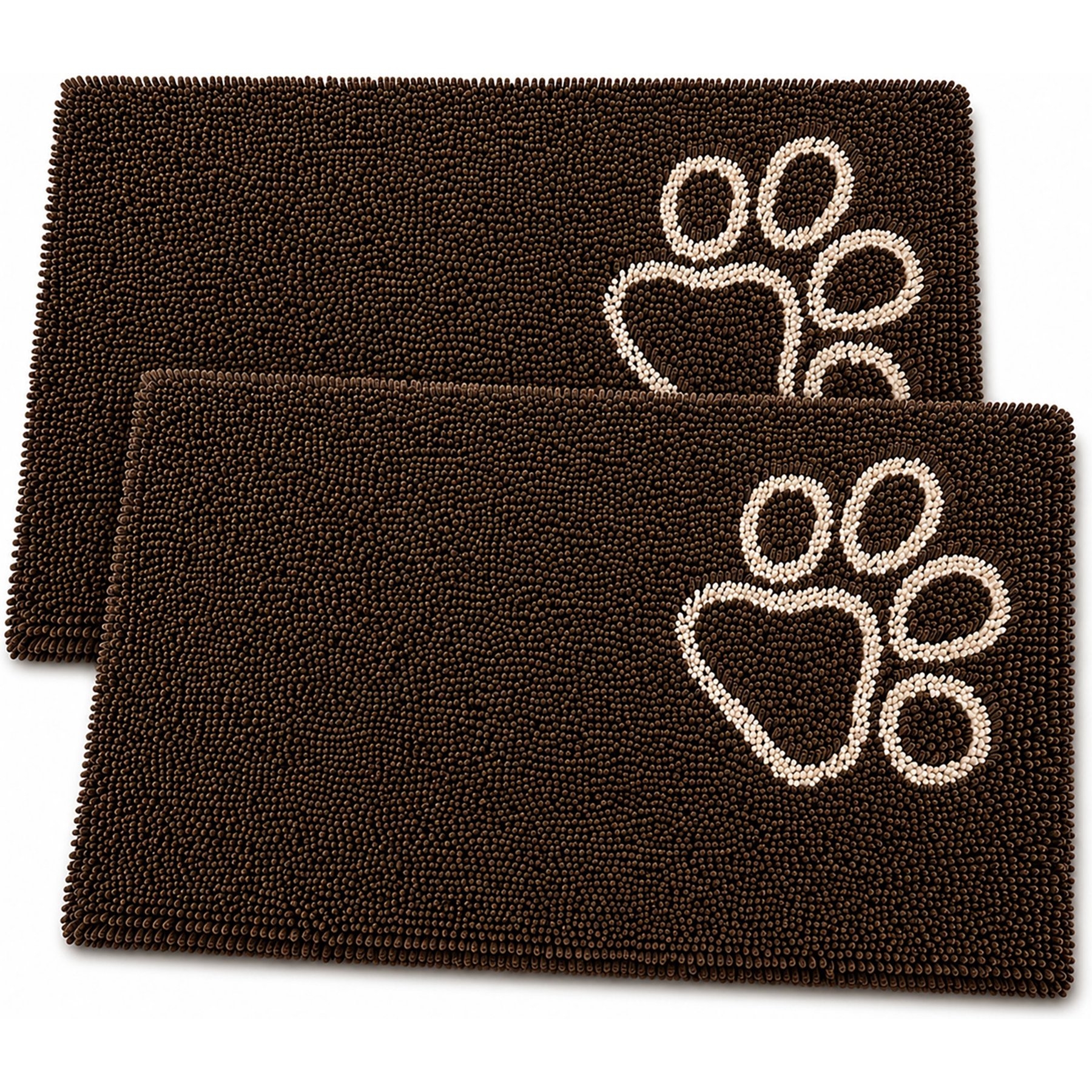 Pet Life Fuzzy Quick-Drying Microfiber Anti-Skid & Machine Washable Pillow Dog Mat, 2 count, Dark Brown