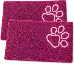 Pet Life Fuzzy Quick-Drying Microfiber Anti-Skid & Machine Washable Pillow Dog Mat, 2 count, Pink