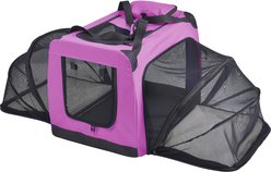 Pet Life Hounda Accordion Metal Framed Dual-Sided Collapsible Dog Crate, Pink, Medium