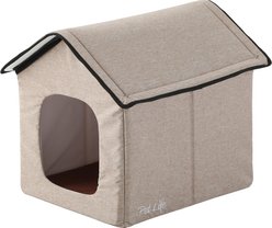 Pet Life Hush Puppy Electronic Heating & Cooling Smart Dog House, Beige, Small