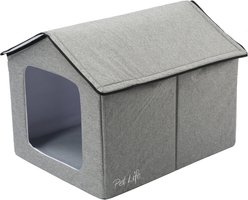 Pet Life Hush Puppy Electronic Heating & Cooling Smart Dog House, Grey, Small