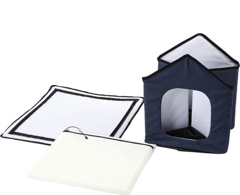 Show full view: Pet Life Hush Puppy Electronic Heating & Cooling Smart Dog House, Navy, Large slide 9 of 9