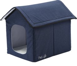 Pet Life Hush Puppy Electronic Heating & Cooling Smart Dog House, Navy, Small