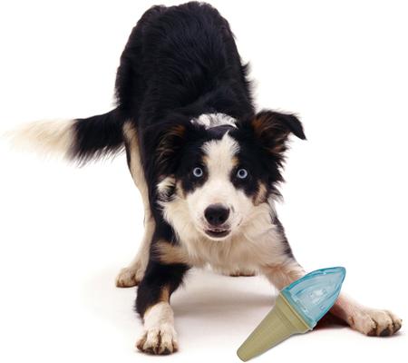 Show full view: Pet Life Ice Cream Cone Cooling Lick & Gnaw Fillable & Freezable Teething Dog Toy, Blue slide 2 of 3