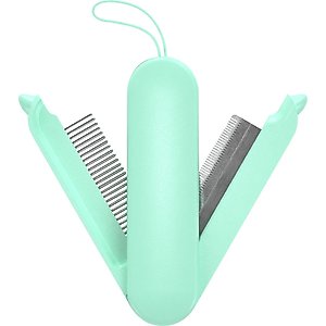 Pet Life JOYNE Multi-Functional 2-in-1 Swivel Travel Grooming Dog & Cat Comb & Deshedding Tool, Green