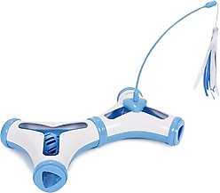 Pet Life Kitty-Tease Interactive Cognitive Training Puzzle Cat Toy Tunnel Teaser, Blue