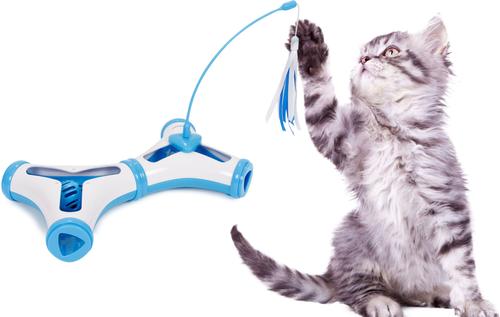 Show full view: Pet Life Kitty-Tease Interactive Cognitive Training Puzzle Cat Toy Tunnel Teaser, Blue slide 2 of 2