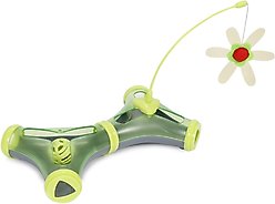 Pet Life Kitty-Tease Interactive Cognitive Training Puzzle Cat Toy Tunnel Teaser, Green