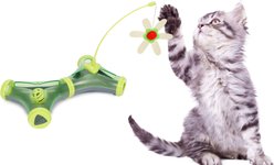 Pet Life Kitty-Tease Interactive Cognitive Training Puzzle Cat Toy Tunnel Teaser, Green slide 2 of 2