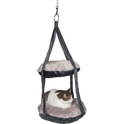 Pet Life Pet Life Kittyhaus Dual-Lounger Cat Pillow Hammock Lounge, Grey