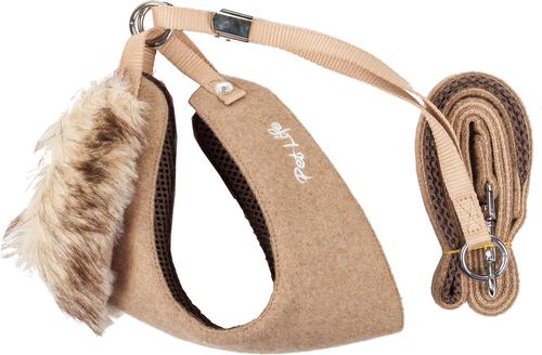 Show full view: Pet Life Luxe Furracious 2-In-1 Mesh Reversible Dog Harness & Leash, Brown, X-Small slide 7 of 8