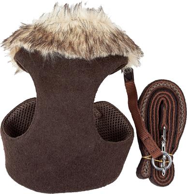 Show full view: Pet Life Luxe Furracious 2-In-1 Mesh Reversible Dog Harness & Leash, Dark Cocoa Brown, Medium slide 4 of 8