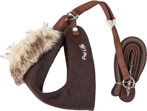 Show full view: Pet Life Luxe Furracious 2-In-1 Mesh Reversible Dog Harness & Leash, Dark Cocoa Brown, Medium slide 7 of 8