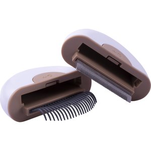 Pet Life LYNX 2-in-1 Travel Connecting Grooming Dog & Cat Comb & Deshedding Tool, Brown, Large