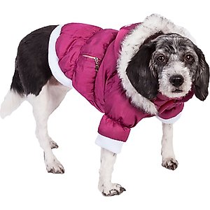 Pet Life Metallic Parka Dog Coat, Large, Pink