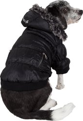 Pet Life Metallic Parka Dog Coat, Medium, Black