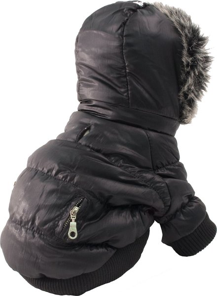 Show full view: Pet Life Metallic Parka Dog Coat, Medium, Black slide 3 of 11
