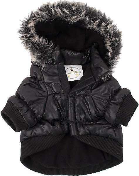 Show full view: Pet Life Metallic Parka Dog Coat, Medium, Black slide 4 of 11