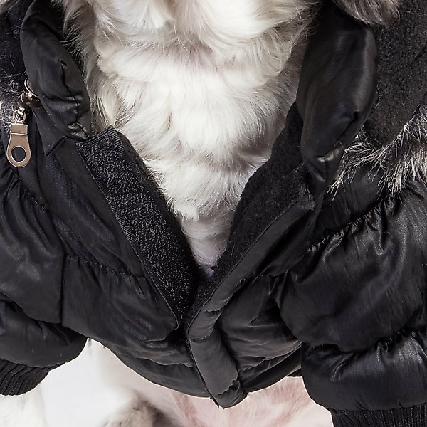 Show full view: Pet Life Metallic Parka Dog Coat, Medium, Black slide 6 of 11