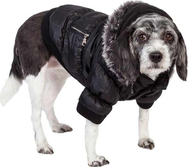 Show full view: Pet Life Metallic Parka Dog Coat, Medium, Black slide 8 of 11
