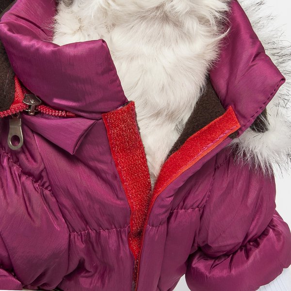 Show full view: Pet Life Metallic Parka Dog Coat, Medium, Pink slide 6 of 11