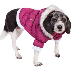 Pet Life Metallic Parka Dog Coat, Small, Pink