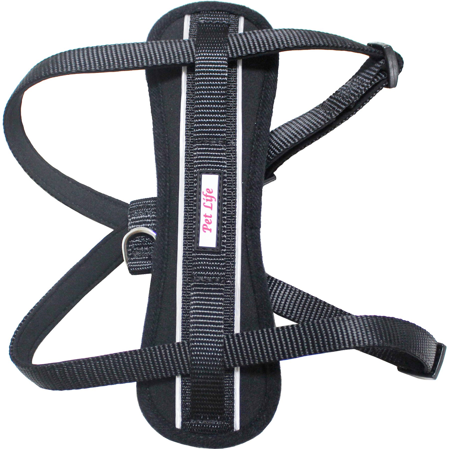 Pet Life Mountaineer Chest Compression Adjustable Reflective Easy Pull Dog Harness, Black, Small: 19-in chest