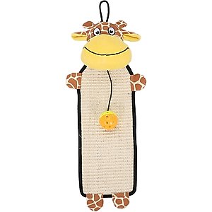 Pet Life Paw-Pleasant Eco-Natural Sisal & Jute Hanging Carpet Kitty Cat Scratcher & Toy, Brown / Yellow