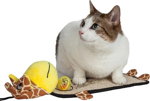 Show full view: Pet Life Paw-Pleasant Eco-Natural Sisal & Jute Hanging Carpet Kitty Cat Scratcher & Toy, Brown / Yellow slide 3 of 3