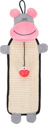 Pet Life Paw-Pleasant Eco-Natural Sisal & Jute Hanging Carpet Kitty Cat Scratcher & Toy, Pink / Grey