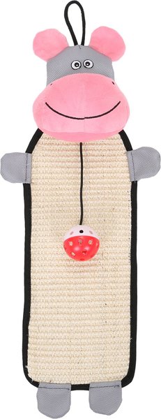 Show full view: Pet Life Paw-Pleasant Eco-Natural Sisal & Jute Hanging Carpet Kitty Cat Scratcher & Toy, Pink / Grey slide 1 of 3