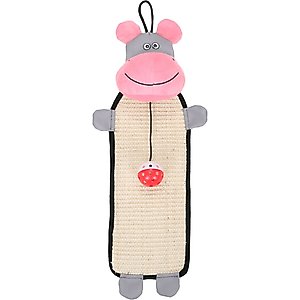 Pet Life Paw-Pleasant Eco-Natural Sisal & Jute Hanging Carpet Kitty Cat Scratcher & Toy, Pink / Grey