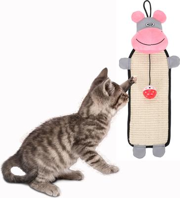 Show full view: Pet Life Paw-Pleasant Eco-Natural Sisal & Jute Hanging Carpet Kitty Cat Scratcher & Toy, Pink / Grey slide 4 of 4